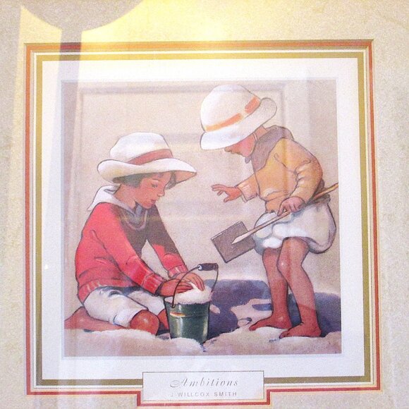 Vintage/Antique Framed in gold children playing "Ambitions," by Willcox Smith - Picture 5 of 9